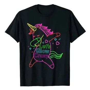 Neon Unicorn Mari Bersinar Gila Retro Tahun 80-an Kaus Regu Pesta Grup Hadiah Atasan Tee Grafis Pakaian Estetika Y2k Lucu Pakaian Dasar