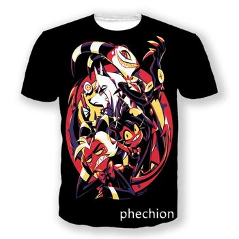 Phechion Baru Fashion Pria / Wanita Anime Helluva Bos 3D Dicetak Lengan Pendek Kasual T Shirt Olahraga Hip Hop Musim Panas Atasan L117