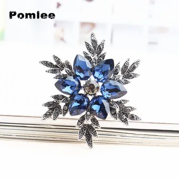 Pomlee Bros Kristal Bunga Besar untuk Wanita Fashion Buket Bunga Salju Bros Berlian Imitasi dan Pin Perhiasan Klip Syal Whosales