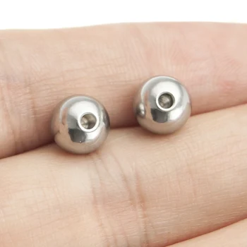 Risul 50 Buah Manik-manik untuk Membuat Perhiasan Bola Tutup Ujung Setengah Dibor 6mm 8mm DIY Temuan Perhiasan Baja Tahan Karat Manik-manik