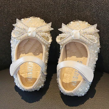 Sepatu Bayi Walker Pertama Sepatu Tunggal Ikatan Simpul Anak Perempuan Hadiah Ulang Tahun Mutiara Sepatu Anak Perempuan Putri Sepatu Pernikahan Anak-anak Bayi
