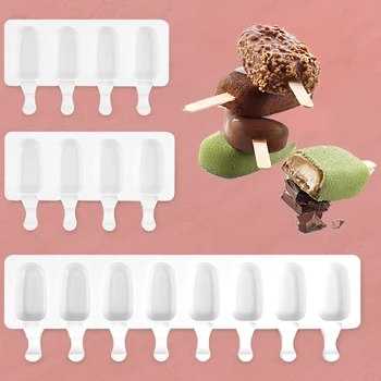 SILIKOLOVE Cetakan Es Krim Silikon Food Grade Cetakan Es Pop Pembuat Cetakan Batang Es Krim dengan Stik Es Loli
