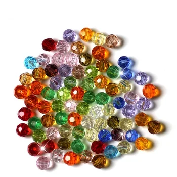 StreBelle Warna Campuran Perhiasan Membuat Manik-manik 100 Buah / Tas 32 Permukaan Kaca Kristal Bulat Kuarsa 4MM Manik-manik Longgar Kelas AAA
