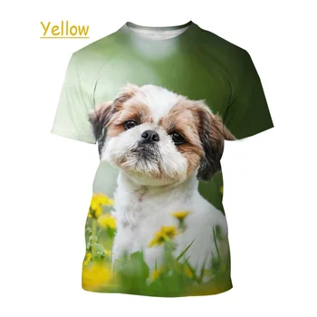 T Shirt 3D Cetak Kawaii Hewan Anjing Anak-anak T Shirt Fashion Kasual Kartun Leher Bulat T-shirt Anak Laki-laki Perempuan Pakaian Anak Atasan