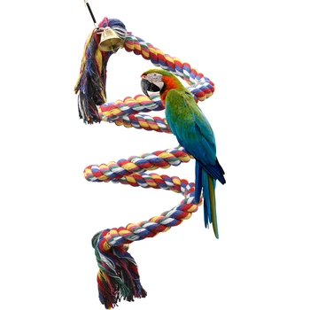 Tali Burung Beo Mainan Panjat Tebing 0,5-2M Dudukan Budgie Fleksibel yang Dapat Dideformasi untuk Parkit Macaw Macaw Abu-abu Afrika Kutilang Lovebird