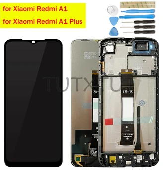 TUTXTUT Asli untuk Xiaomi Redmi A1/ A1 Plus Rakitan Digitizer Layar Sentuh Tampilan LCD dengan Suku Cadang Perbaikan Bingkai 220733SI
