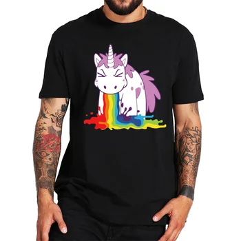 Unicorn T Shirt Rainbow Lucu Spoof Kualitas Tinggi 100% Katun Putih Hitam Atasan Kartun T-shirt Hadiah Ukuran Uni Eropa