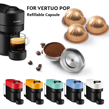 Untuk Nespresso Vertuo POP Kapsul Kopi Isi Ulang Vertuoline Filter Kapsul Baja Tahan Karat Dapat Digunakan Kembali dengan Pod Asli