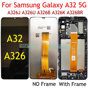 Untuk Samsung Galaxy A32 5G 2021 A326 A326B A326BR A326U A326K Rakitan Panel Digitizer Layar Sentuh Layar LCD / dengan Bingkai