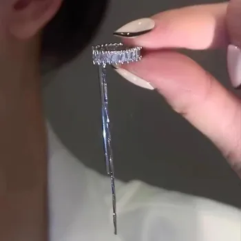 Warna Perak Kristal Rumbai Non-Tindik Manset Klip Telinga Anting-Anting untuk Wanita Rantai Berlian Imitasi Berkilau Perhiasan Tindik Tulang Rawan Palsu